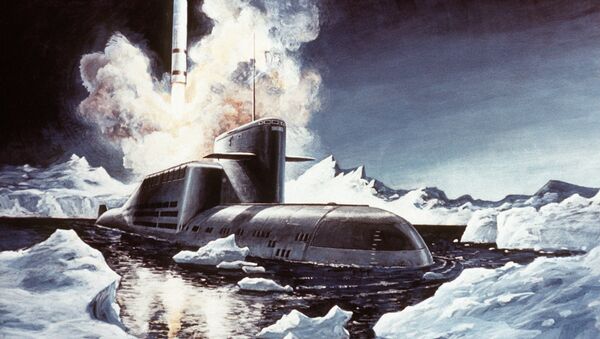 Artist's concept of a Soviet SS-NX-23 ballistic missile being launched from a Delta III-class nuclear-powered ballistic missile submarine - Sputnik International
