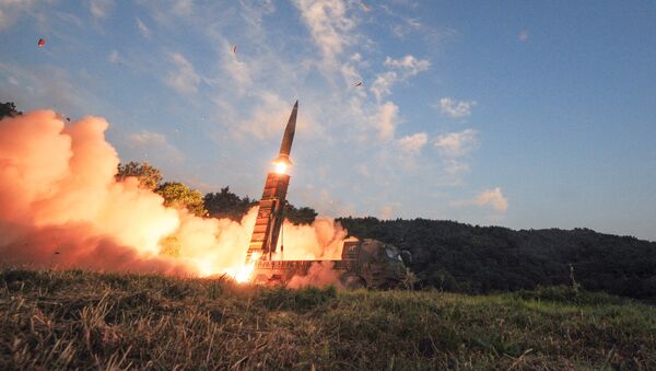 South Korean troops fire Hyunmoo Missile into the waters of the East Sea at a military exercise in South Korea September 4, 2017 - Sputnik International