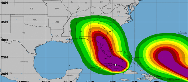 National Hurricane Center graphic showing Hurricane Irma followed closely by Hurricane Jose, September 9. 2017 National Hurricane Center graphic showing Hurricane Irma followed closely by Hurricane Jose, September 9. 2017 - Sputnik International