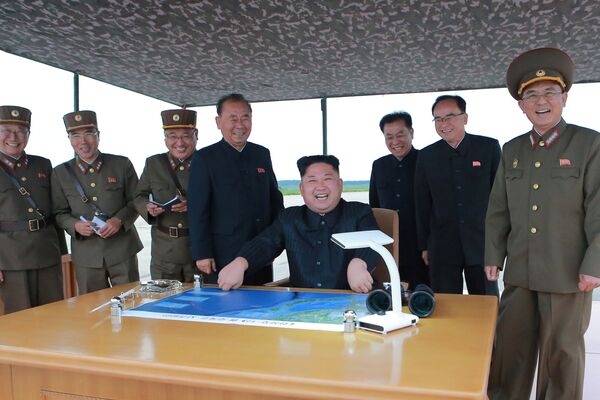 North Korean leader Kim Jong Un inspects a long and medium-range ballistic rocket launch drill in this undated photo released by North Korea's Korean Central News Agency (KCNA) in Pyongyang on August 30, 2017 North Korean leader Kim Jong Un inspects a long and medium-range ballistic rocket launch drill in this undated photo released by North Korea's Korean Central News Agency (KCNA) in Pyongyang on August 30, 2017 - Sputnik International