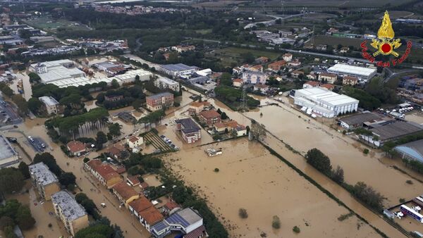 An aerial view of the city of Leghorn, Italy, following floods, Sunday, Sept. 10, 2017. - Sputnik International