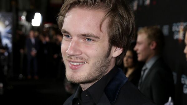 In this Oct. 28, 2013 file photo, Felix PewDiePie Kjellberg's arrives at the Los Angeles premiere of Ender's Game at TCL Chinese Theatre in Los Angeles. - Sputnik International