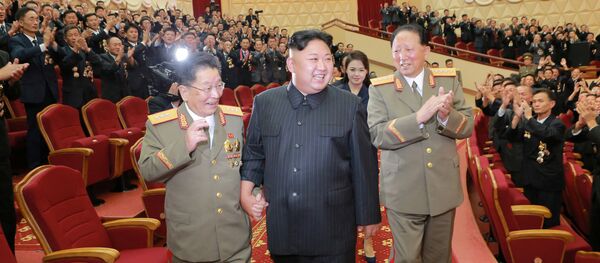 North Korean leader Kim Jong Un reacts during a celebration for nuclear scientists and engineers who contributed to a hydrogen bomb test, in this undated photo released by North Korea's Korean Central News Agency (KCNA) in Pyongyang on September 10, 2017 North Korean leader Kim Jong Un reacts during a celebration for nuclear scientists and engineers who contributed to a hydrogen bomb test, in this undated photo released by North Korea's Korean Central News Agency (KCNA) in Pyongyang on September 10, 2017 - Sputnik International