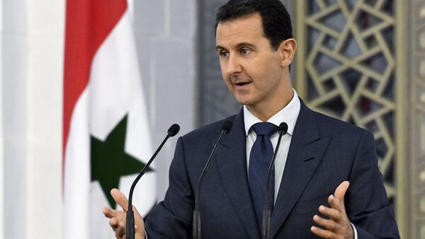 Syrian President Bashar Assad speaks to dozens of Syrian diplomats, in Damascus, Syria (File) - Sputnik International