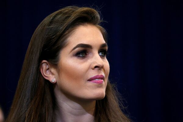 Republican presidential nominee Donald Trump's press secretary Hope Hicks is pictured during a campaign event in Phoenix, Arizona, U.S. October 29 2016 Republican presidential nominee Donald Trump's press secretary Hope Hicks is pictured during a campaign event in Phoenix, Arizona, U.S. October 29 2016 - Sputnik International