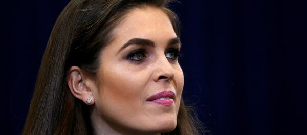 Republican presidential nominee Donald Trump's press secretary Hope Hicks is pictured during a campaign event in Phoenix, Arizona, U.S. October 29 2016 Republican presidential nominee Donald Trump's press secretary Hope Hicks is pictured during a campaign event in Phoenix, Arizona, U.S. October 29 2016 - Sputnik International