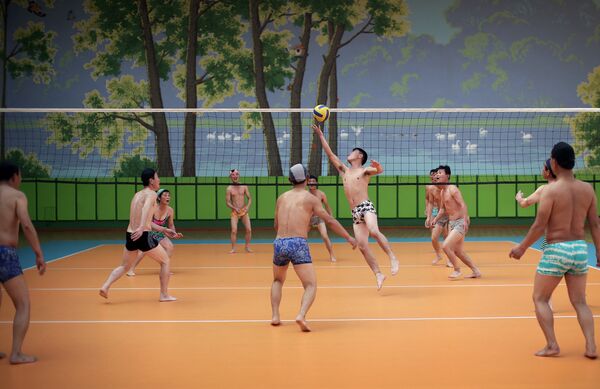 North Koreans dressed in their swim suits play a round of volleyball at the Munsu water park on Tuesday, Dec. 1, 2015, in Pyongyang, North Korea North Koreans dressed in their swim suits play a round of volleyball at the Munsu water park on Tuesday, Dec. 1, 2015, in Pyongyang, North Korea - Sputnik International