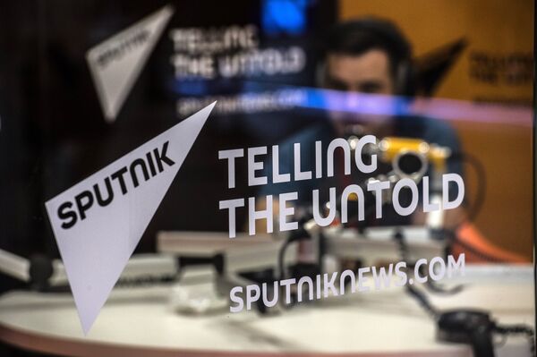 Stand of the Sputnik news agency, news websites and radio broadcast service. File photo Stand of the Sputnik news agency, news websites and radio broadcast service. File photo - Sputnik International