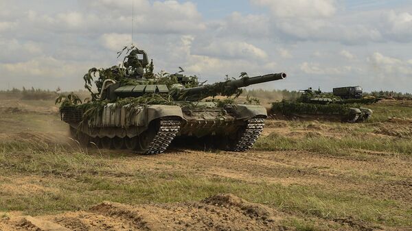 T-72B3 tanks seen during the Zapad-2017 military drills. File photo - Sputnik International