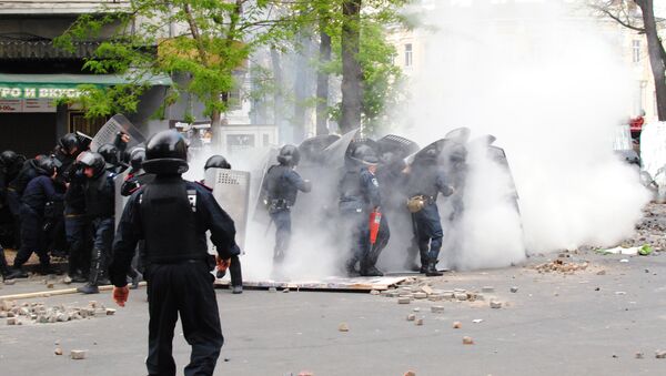 The explosion of a smoke grenade in Grecheskaya Street near Grecheskaya Square in Odessa. (File) - Sputnik International