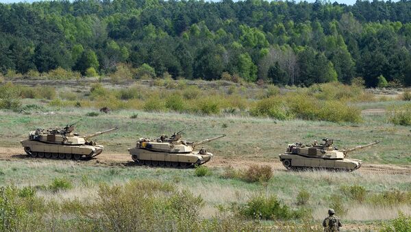US troops with Abrams tanks. (File) - Sputnik International