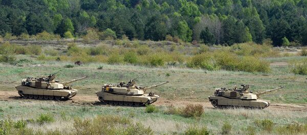 US troops with Abrams tanks. (File) - Sputnik International