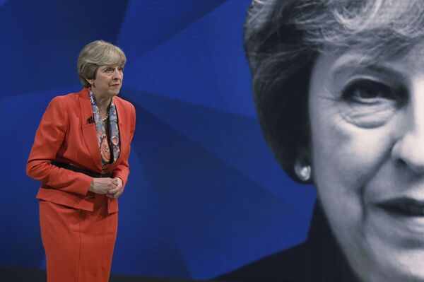 Britain's Prime Minister Theresa May takes part in a general election broadcast, in London, Monday May 29, 2017. ﻿ - Sputnik International