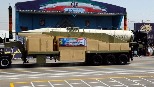 The new Iranian long range missile Khoramshahr is displayed during the annual military parade marking the anniversary of the outbreak of its devastating 1980-1988 war with Saddam Hussein's Iraq, on September 22,2017 in Tehran - Sputnik International