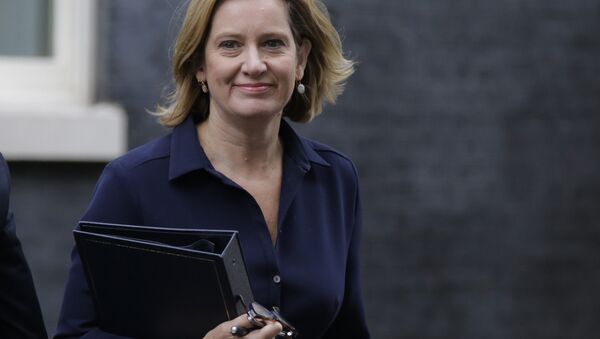 Britain's Home Secretary Amber Rudd looks at the media as she arrives for a Cabinet meeting at 10 Downing Street, in London, Thursday, Sept. 21, 2017. - Sputnik International