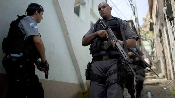 Paramilitary police personnel at Rocinha shantytown in Rio de Janeiro, Brazil. (File) - Sputnik International