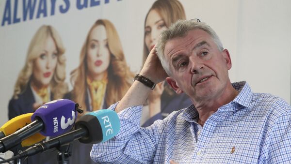 Ryanair boss Michael O'Leary reacts during a media conference in Dublin, Ireland, to give explain reasons for disruption to their flight schedules, Monday Sept. 18, 2017. - Sputnik International