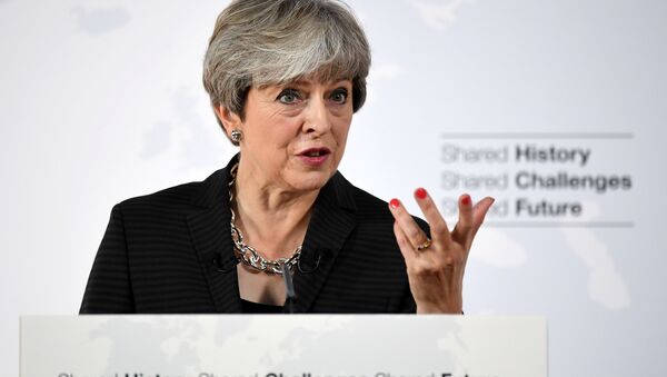 Britain's Prime Minister Theresa May speaks at the Complesso Santa Maria Novella, Florence, Italy September 22, 2017 - Sputnik International