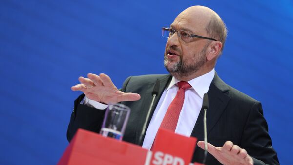 Social Demoratic Party top candidate for chancellor, Martin Schulz, speaks at the party's headquarters in Berlin, Germany, Monday, Sept. 25, 2017 one day after the parliament elections - Sputnik International