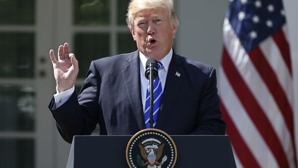 President Trump speaks as he holds a joint news conference with Spanish Prime Minister Rajoy in the Rose Garden at the White House in Washington - Sputnik International