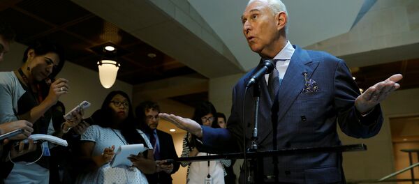 U.S. political consultant Roger Stone, a longtime ally of President Donald Trump, speaks to reporters after appearing before a closed House Intelligence Committee investigating Russian interference in the 2016 U.S. presidential election at the U.S. Capitol in Washington, U.S., September 26, 2017. - Sputnik International