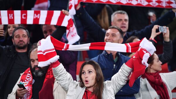 Spartak fans cheer up their team at the UEFA Champions League group stage match Spartak Russia vs. Liverpool England. File photo - Sputnik International
