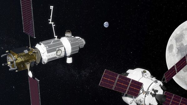 Deep Space Gateway in lunar orbit as proposed in 2017 - Sputnik International