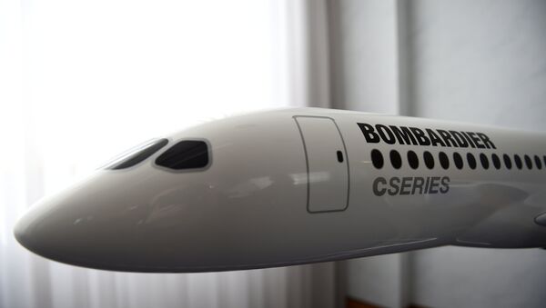 A model of Bombardier C Series aeroplane is seen in the Bombardier offices in Belfast, Northern Ireland September 26, 2017. - Sputnik International