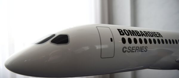A model of Bombardier C Series aeroplane is seen in the Bombardier offices in Belfast, Northern Ireland September 26, 2017. A model of Bombardier C Series aeroplane is seen in the Bombardier offices in Belfast, Northern Ireland September 26, 2017. - Sputnik International