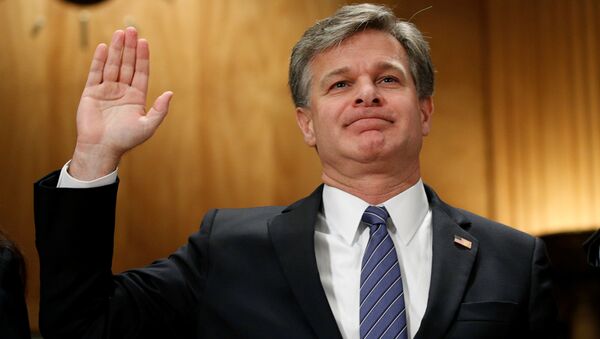 FBI Director Christopher Wray is sworn in to testify before a Senate Committee on Homeland Security and Governmental Affairs during a hearing on Threats to the homeland on Capitol Hill in Washington, US, September 27, 2017. - Sputnik International