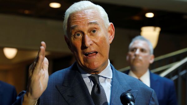 U.S. political consultant Roger Stone, a longtime ally of President Donald Trump, speaks to reporters after appearing before a closed House Intelligence Committee hearing investigating Russian interference in the 2016 U.S. presidential election at the U.S. Capitol in Washington, U.S., September 26, 2017. - Sputnik International