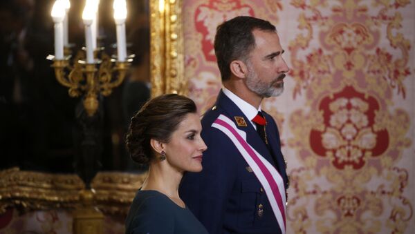 Spain's King Felipe VI and his wife Queen Letizia attend the Epiphany Day celebrations at the Royal Palace in Madrid, Spain, Friday, Jan. 6, 2017. - Sputnik International