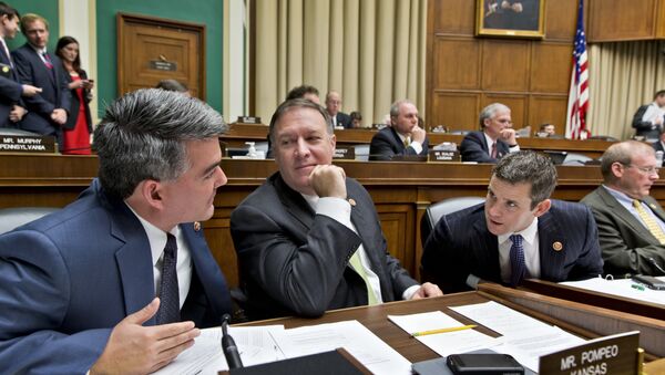 From left, Rep. Cory Gardner, R-Colo., Rep. Mike Pompeo, R-Kan., and Rep. Adam Kinzinger, R-Ill. - Sputnik International