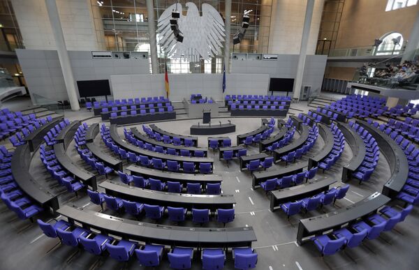 Interior view of the plenar hall of the German Federal Parliament, Bundestag, at the Reichstag building in Berlin, Germany, Tuesday, Sept. 26, 2017.  - Sputnik International