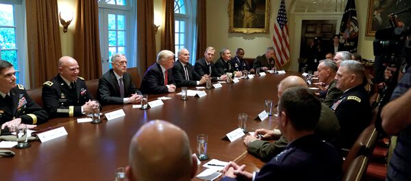 U.S. President Donald Trump participates in a briefing with senior military leaders at the White House in Washington, U.S., October 5, 2017 - Sputnik International