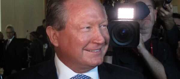 Iron ore mining magnate Andrew Forrest arrives at Australia's Parliament House in Canberra, Monday, May 22, 2017 Iron ore mining magnate Andrew Forrest arrives at Australia's Parliament House in Canberra, Monday, May 22, 2017 - Sputnik International