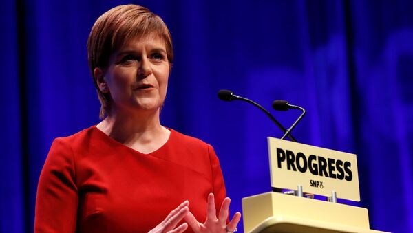 Scotland's First Minister and Scottish National Party (SNP) Leader, Nicola Sturgeon, speaks on the final day of the SNP conference in Glasgow, Scotland - Sputnik International