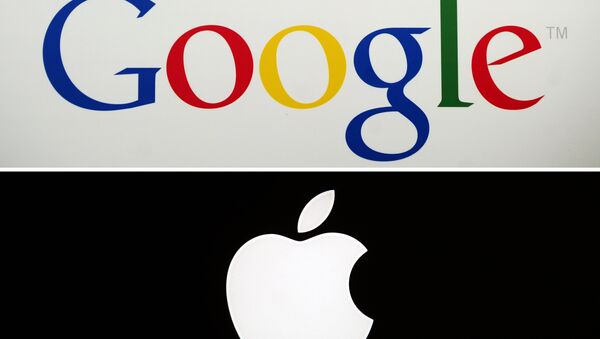 Google's logo and Apple's logo. (File) - Sputnik International