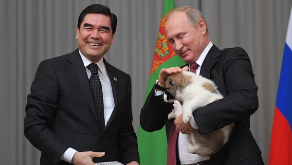 President Vladimir Putin, right, meets with President and Prime Minister of Turkmenistan Gurbanguly Berdimuhamedow - Sputnik International