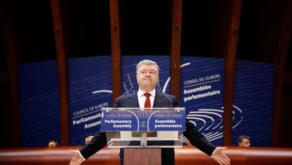 Ukraine's President Petro Poroshenko addresses the Parliamentary Assembly of the Council of Europe in Strasbourg, France, October 11, 2017. - Sputnik International