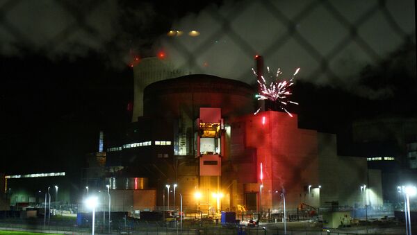 View of fireworks in an image provided by Greenpeace at the Cattenom nuclear power plant in France. File photo - Sputnik International