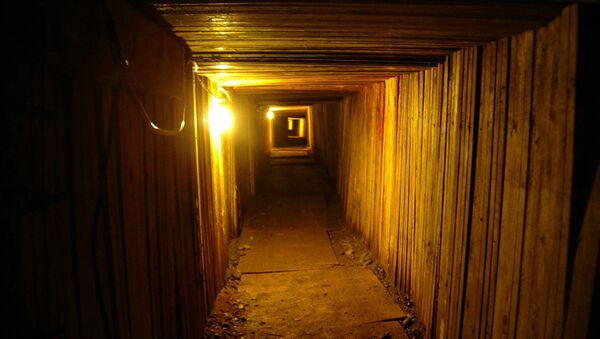 In this file photo provided on July 21, 2005 by British Columbia's Combined Forces Special Enforcement Unit, the interior of an elaborate, 350-foot drug-smuggling tunnel dug underneath the U.S.-Canadian border near Lynden, Wash. is shown - Sputnik International