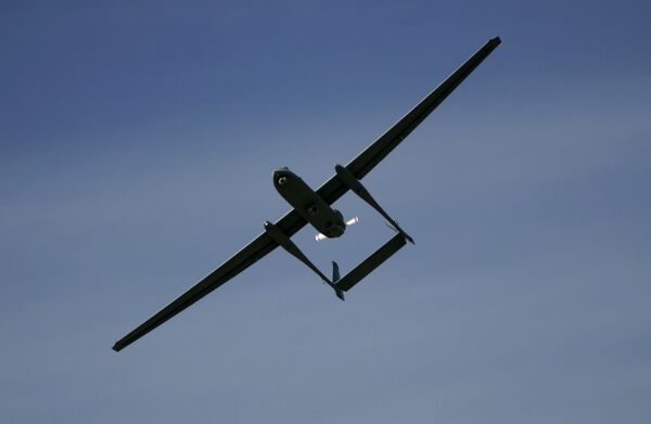 FILE - In this March 7, 2007, file photo, the Israeli army Heron TP drone, also known locally as the Eitan, flies during a display at the Palmahim Air Force Base in Palmahim, Israel FILE - In this March 7, 2007, file photo, the Israeli army Heron TP drone, also known locally as the Eitan, flies during a display at the Palmahim Air Force Base in Palmahim, Israel - Sputnik International