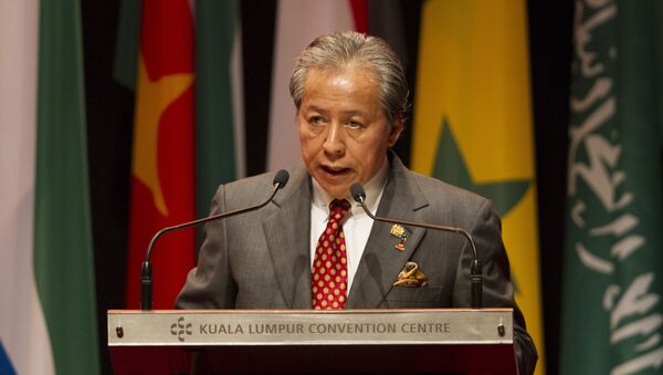 Malaysian Foreign Minister Anifah Aman speaks during the opening of an extraordinary session of the Organization of Islamic Cooperation foreign ministers on the situation of the Rohingya Muslim Minority in Myanmar at a conference center in Kuala Lumpur, Malaysia, Thursday, Jan. 19, 2017. - Sputnik International