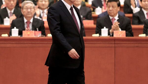 Chinese President Xi Jinping walks to the lectern to deliver his speech during the opening session of the 19th National Congress of the Communist Party of China at the Great Hall of the People in Beijing, China October 18, 2017. - Sputnik International