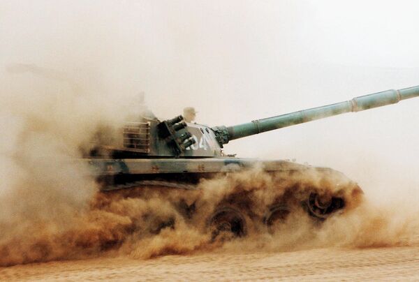 A Chinese People's Liberation Army's (PLA) battle tank type-59-II on manoeuvres near a military base in Luoyang, central China's Henan province. (File) A Chinese People's Liberation Army's (PLA) battle tank type-59-II on manoeuvres near a military base in Luoyang, central China's Henan province. (File) - Sputnik International