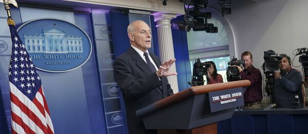 White House Chief of Staff John Kelly speaks to the media during the daily briefing in the Brady Press Briefing Room of the White House in Washington, Thursday, Oct. 19, 2017 - Sputnik International