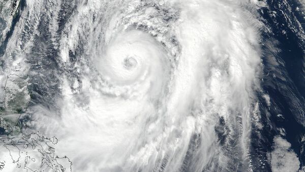 NASA-NOAA Suomi NPP satellite visible light image of Typhoon Lan on October 20 at 12:30 a.m. EDT. - Sputnik International