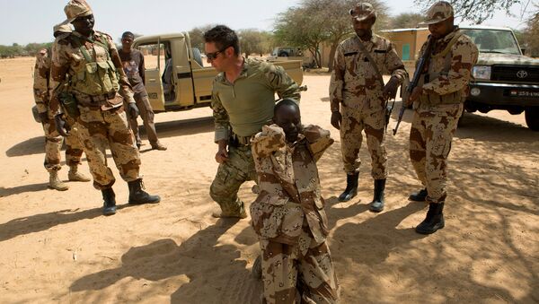 A US special forces soldier demonstrates how to detain a suspect during Flintlock 2014, a US-led international training mission for African militaries, in Diffa, Niger March 4, 2014. - Sputnik International