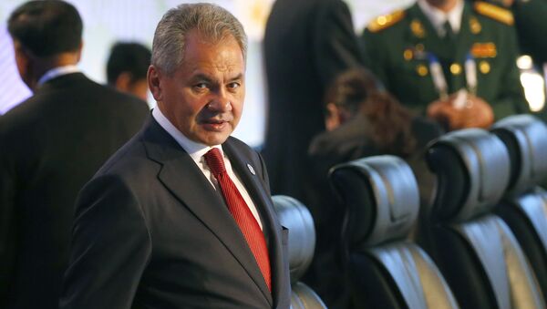 Russian Defense Minister Gen. Sergei Shoigu prepares to take his seat for the two-day ASEAN Defense Ministers' Meeting and its Dialogue Partners Tuesday, Oct. 24, 2017 at Clark, Pampanga province, north of Manila, Philippine - Sputnik International